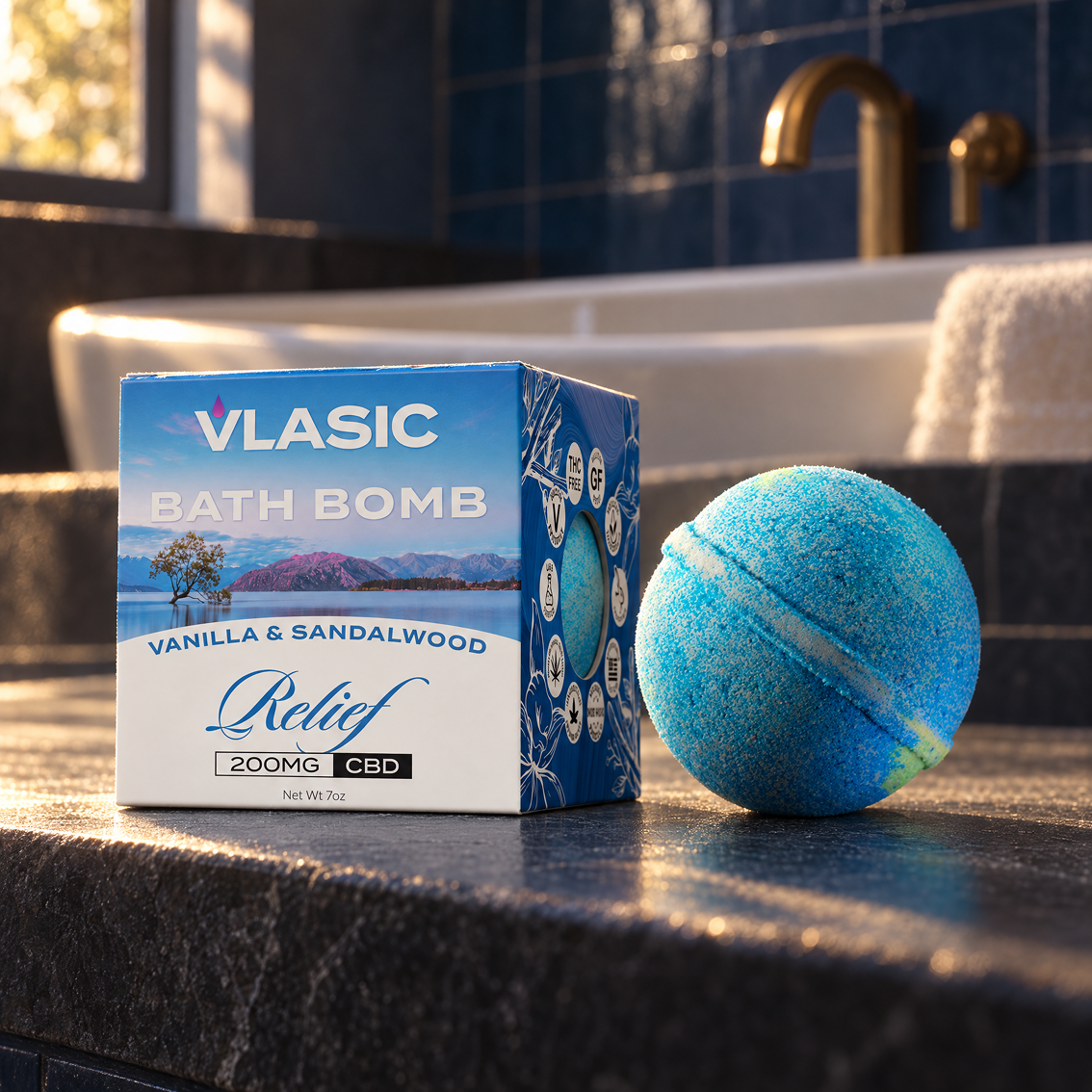 Relief Bath Bomb with Vanilla and Sandalwood